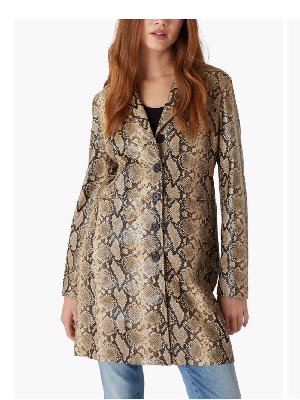 Blank NYC Snake-Print Longline Trench Coat - Tan & Black